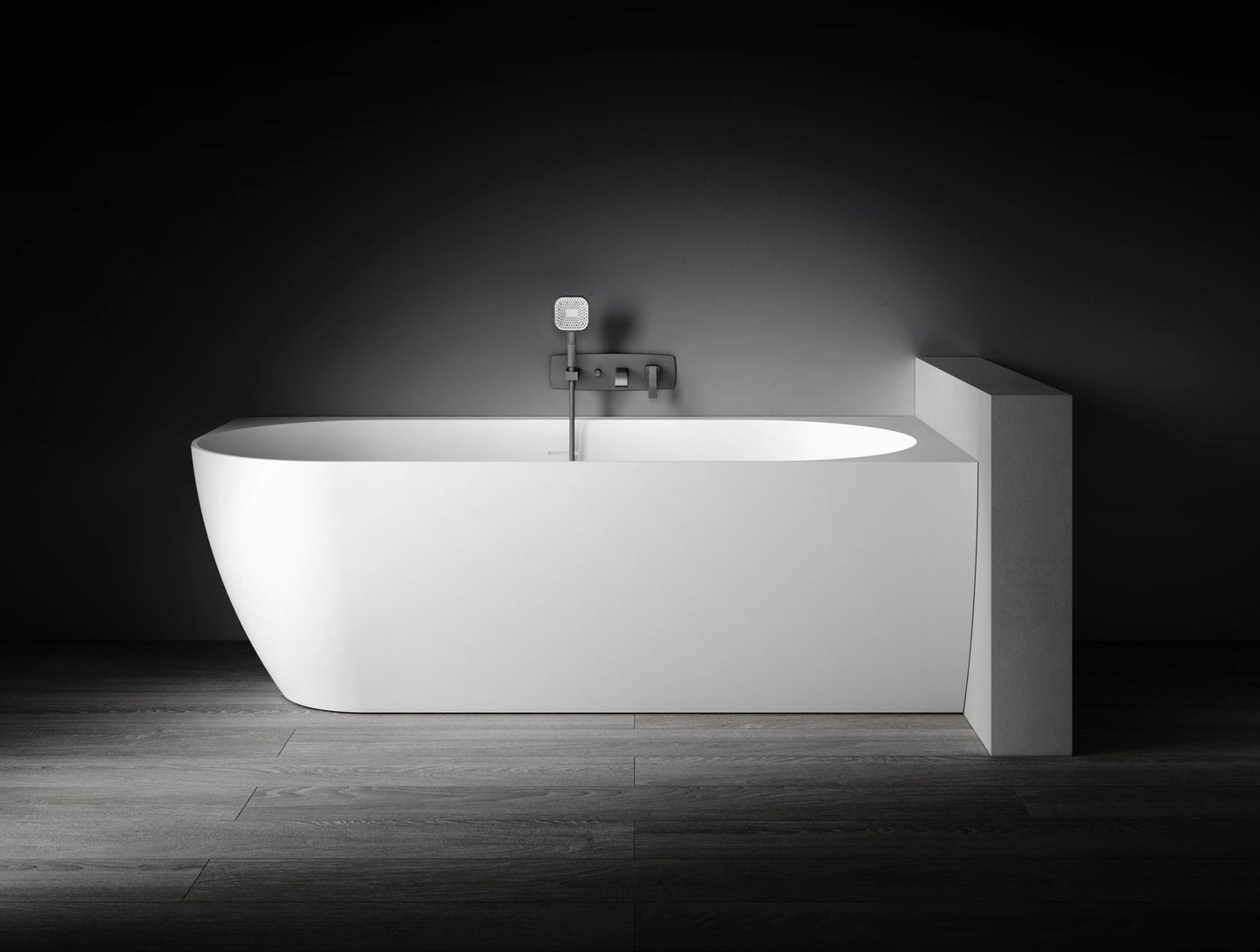 Bianca VX90-1500 Corner Back to Wall Stone Bath Right Hand with Overflow