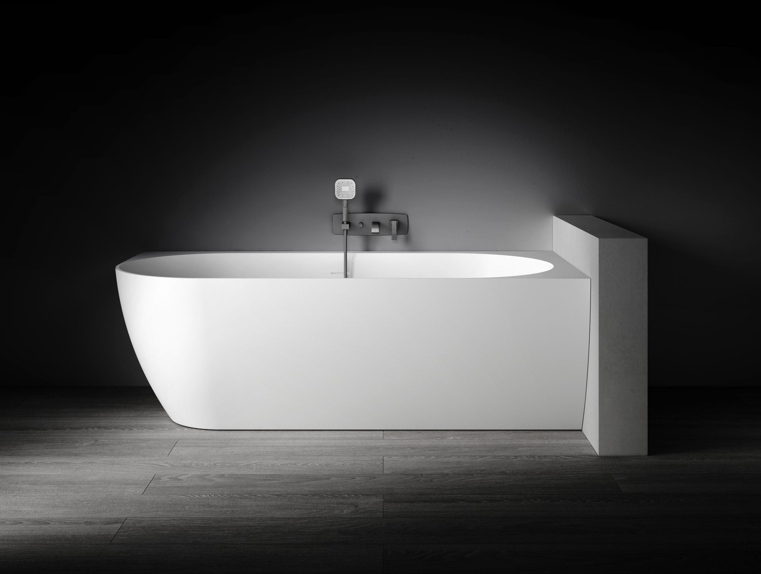 Bianca VX90-1500 Corner Back to Wall Stone Bath Right Hand with Overflow