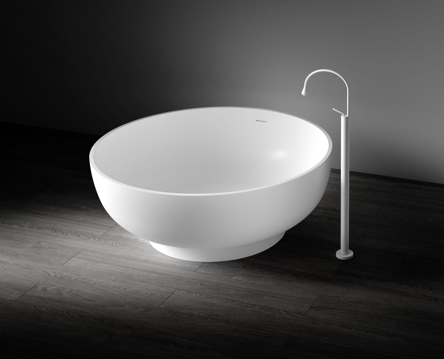 Rafaella VX69-1500 Freestanding Round Stone Bath with Overflow