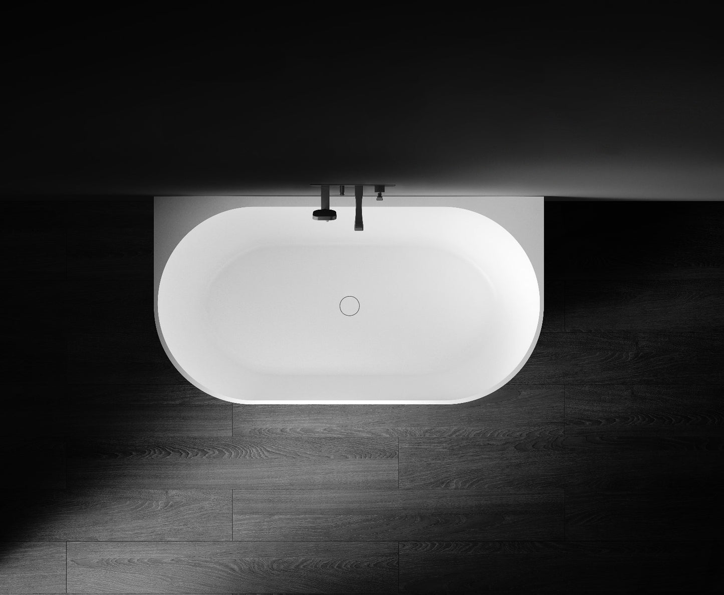 Bianca VX88-1500 Back to Wall Stone Bath with Overflow