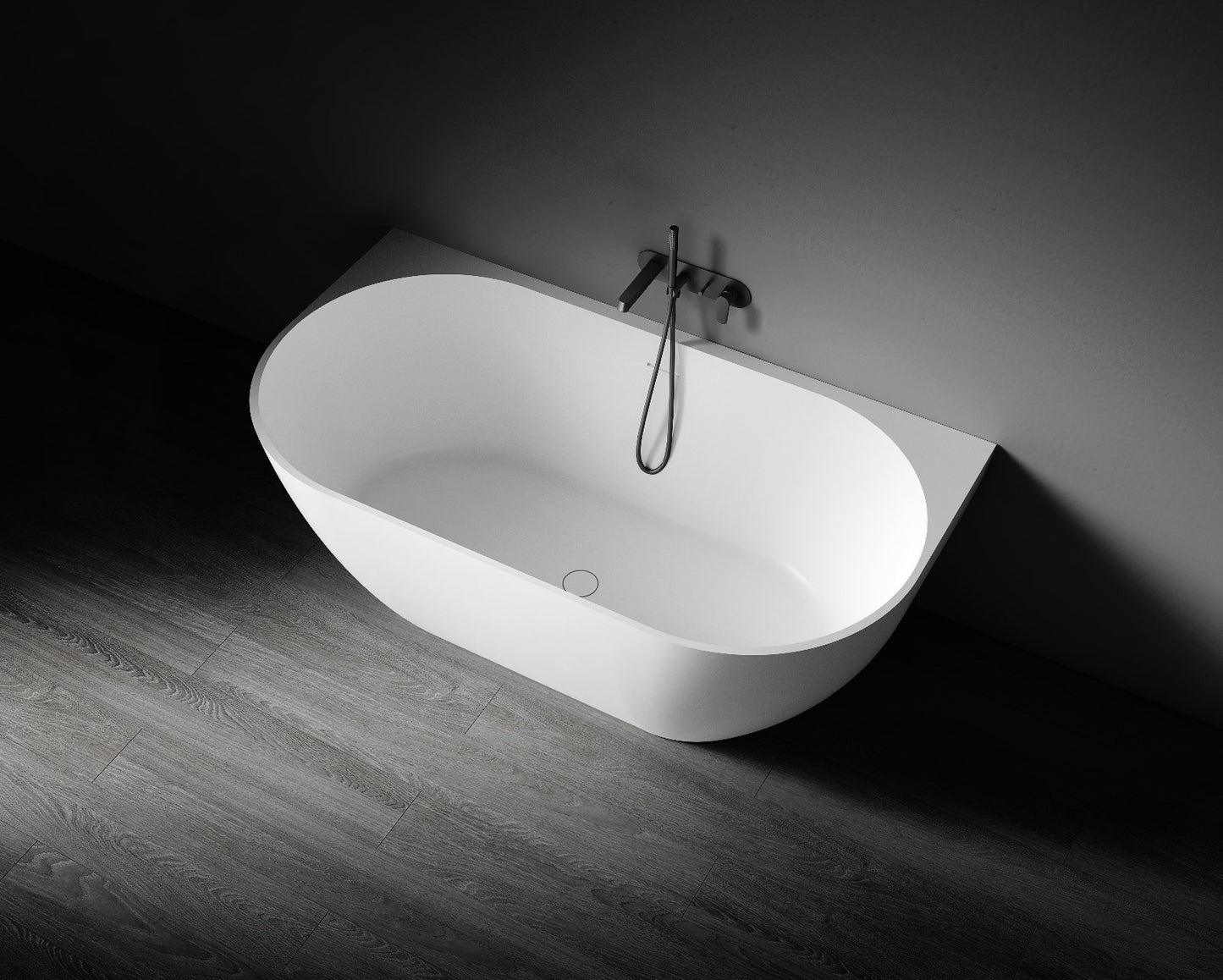 Bianca VX88-1500 Back to Wall Stone Bath with Overflow