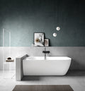 Eleni VX99-1700 Corner Back to Wall Stone Bath Left Hand with Overflow
