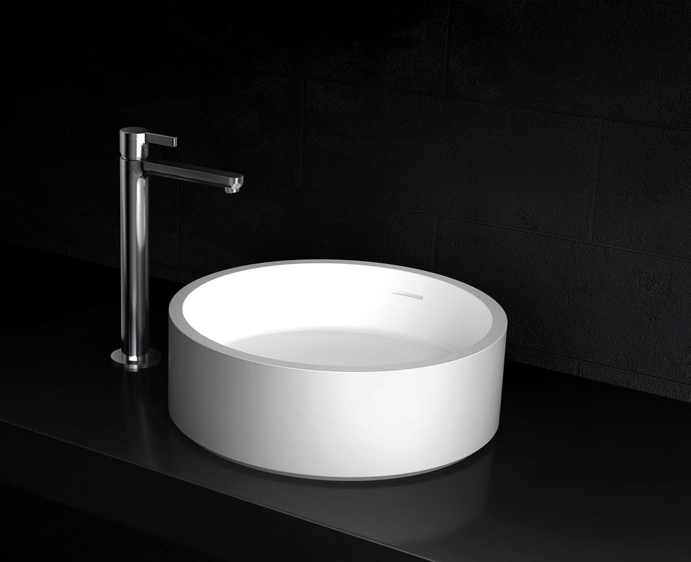Leila VXA13-360 Benchtop Round Stone Basin with Overflow