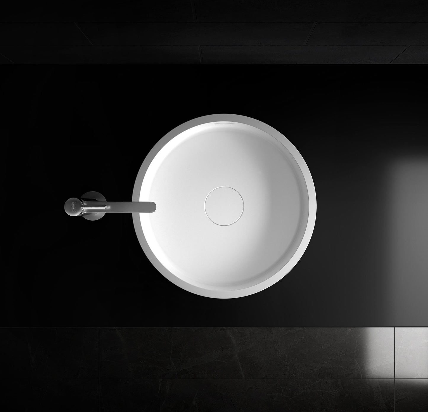 Leila VXA13-360 Benchtop Round Stone Basin with Overflow