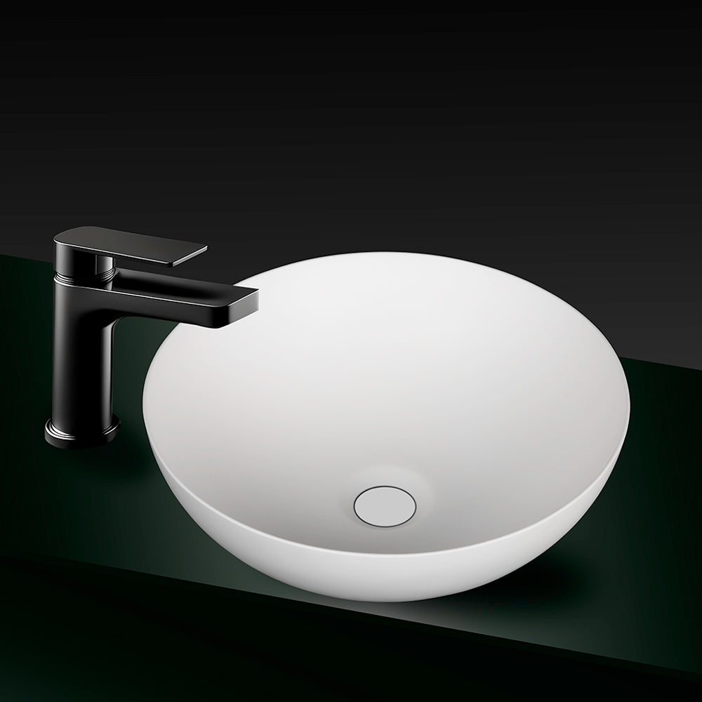VXA22 Benchtop Round Stone Basin 350mm Matte White