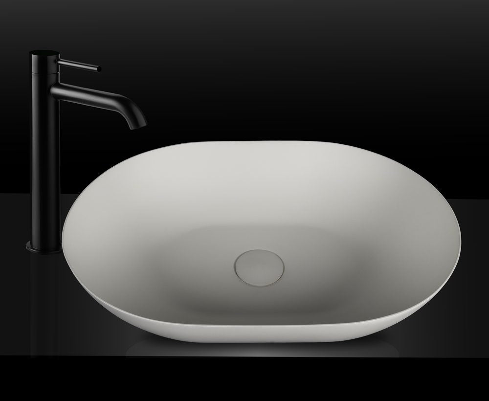 VXA24 Benchtop Oval Stone Basin 500mm Matte White