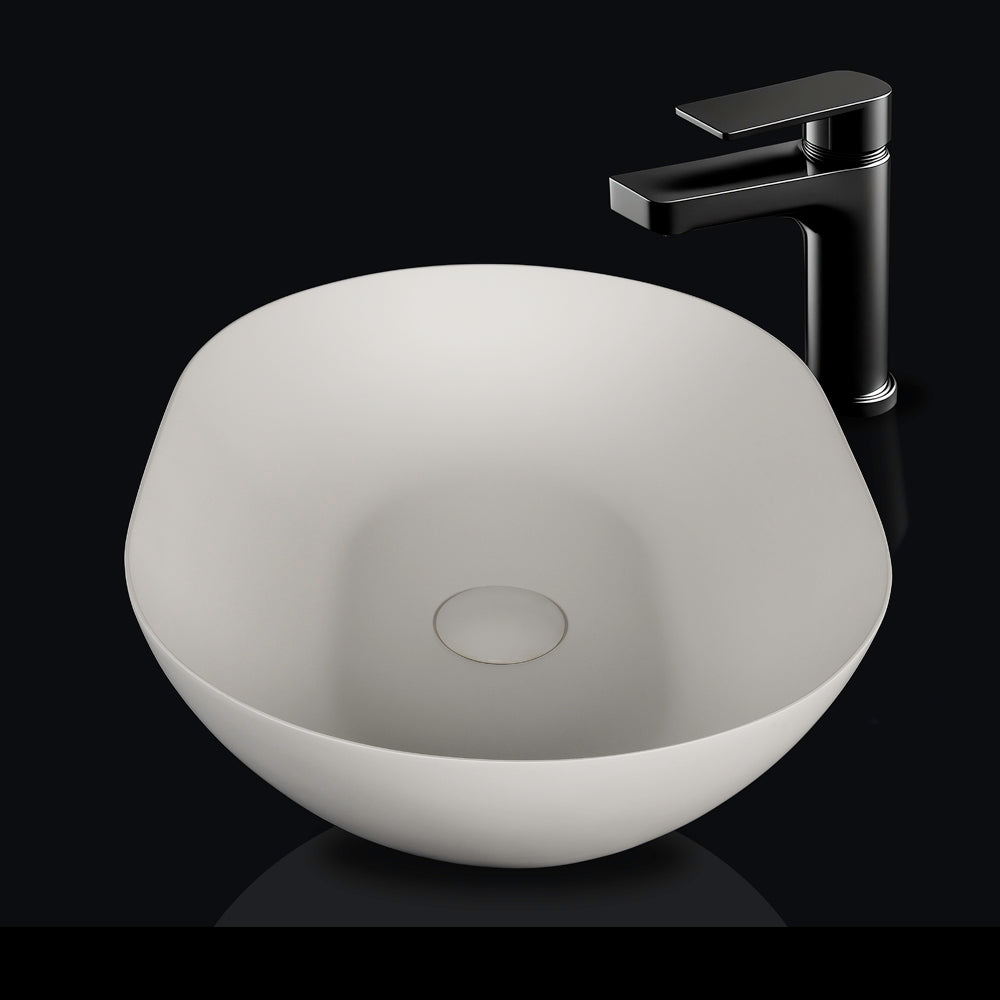 VXA24 Benchtop Oval Stone Basin 500mm Matte White
