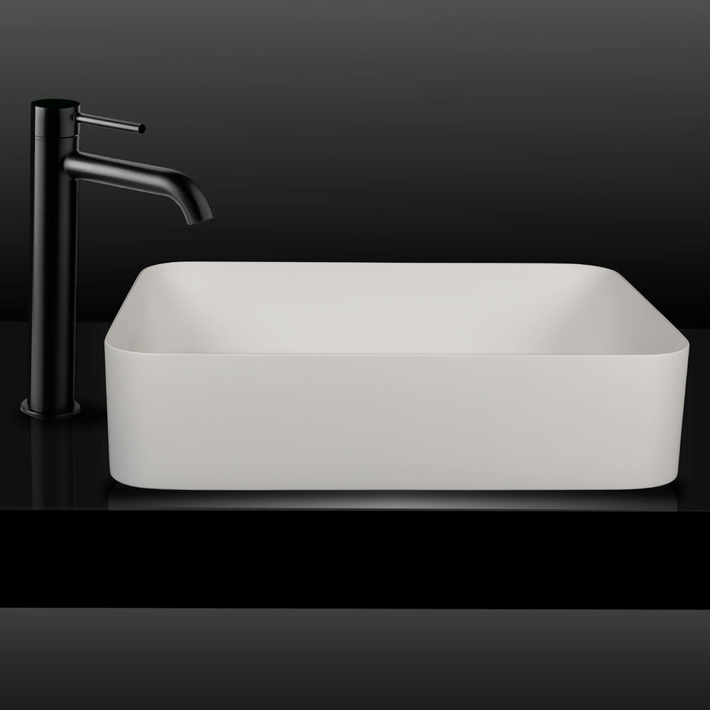 VXA25 Benchtop Rectangular Stone Basin 500mm Matte White