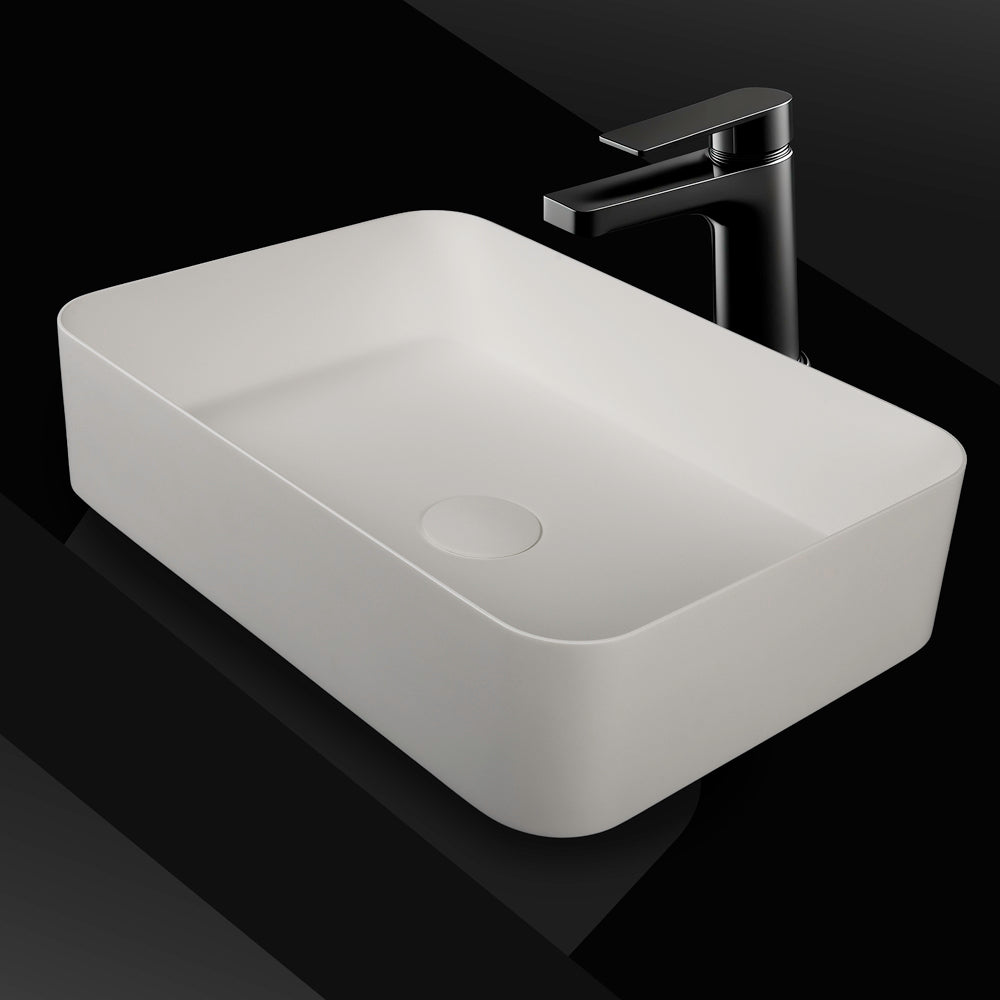 VXA25 Benchtop Rectangular Stone Basin 500mm Matte White