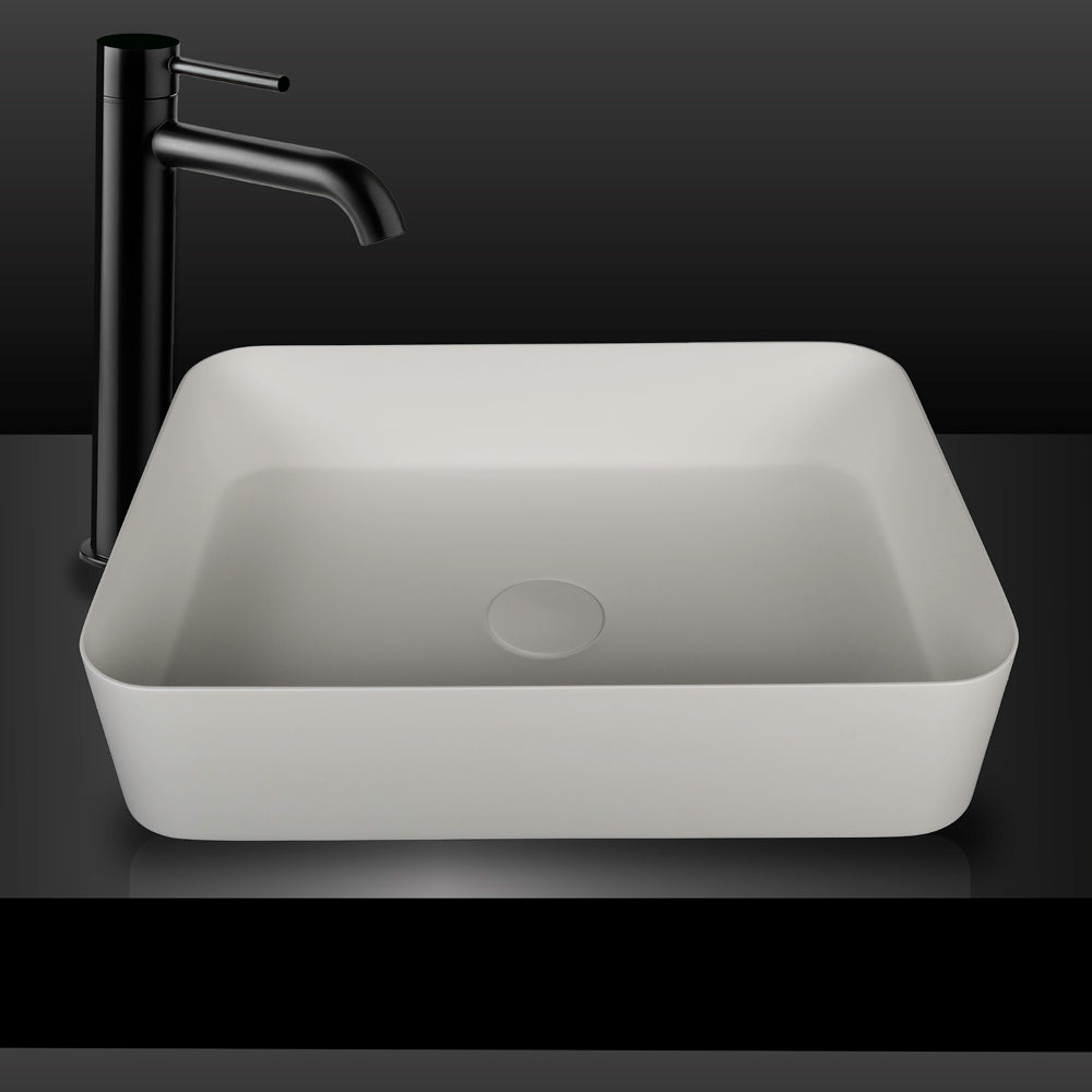 VXA25 Benchtop Rectangular Stone Basin 500mm Matte White