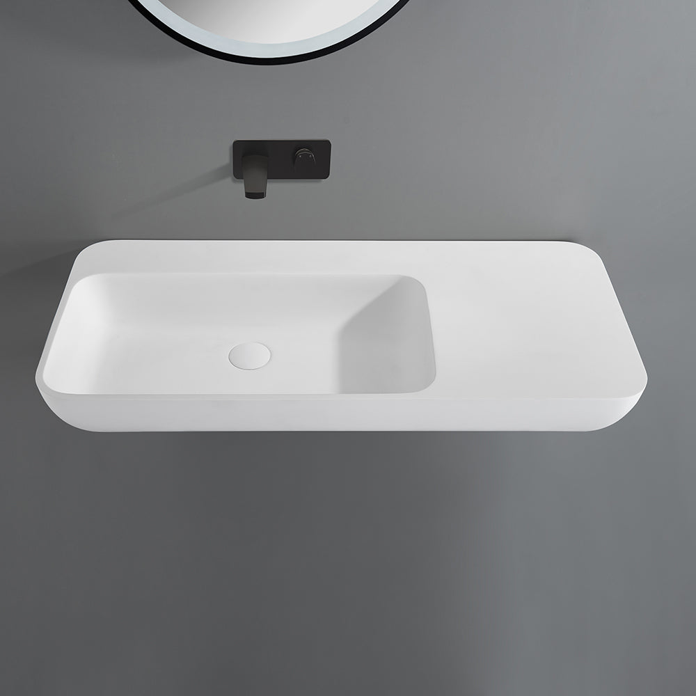 Roccia Solid Surface Stone Wall Hung Basin LK-SRW900-MW