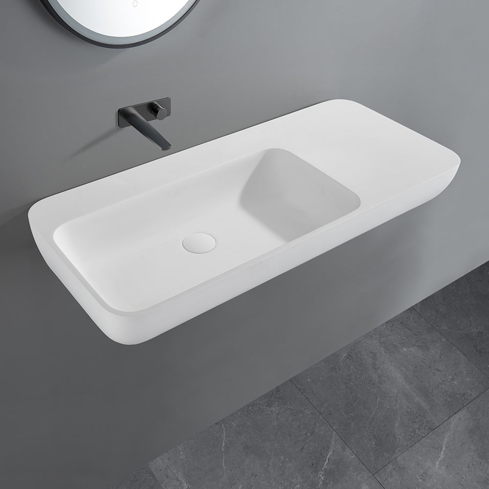 Roccia Solid Surface Stone Wall Hung Basin LK-SRW900-MW