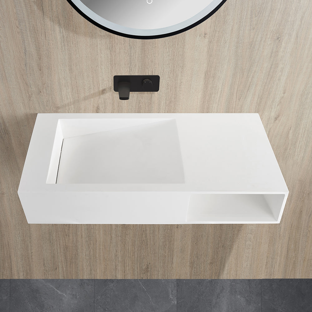 Crete Solid Surface Stone Wall Hung Basin LK-SCW1000-MW