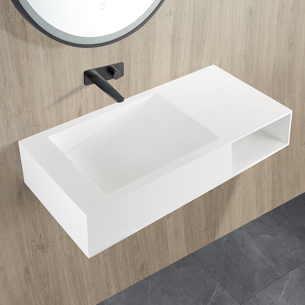 Crete Solid Surface Stone Wall Hung Basin LK-SCW1000-MW