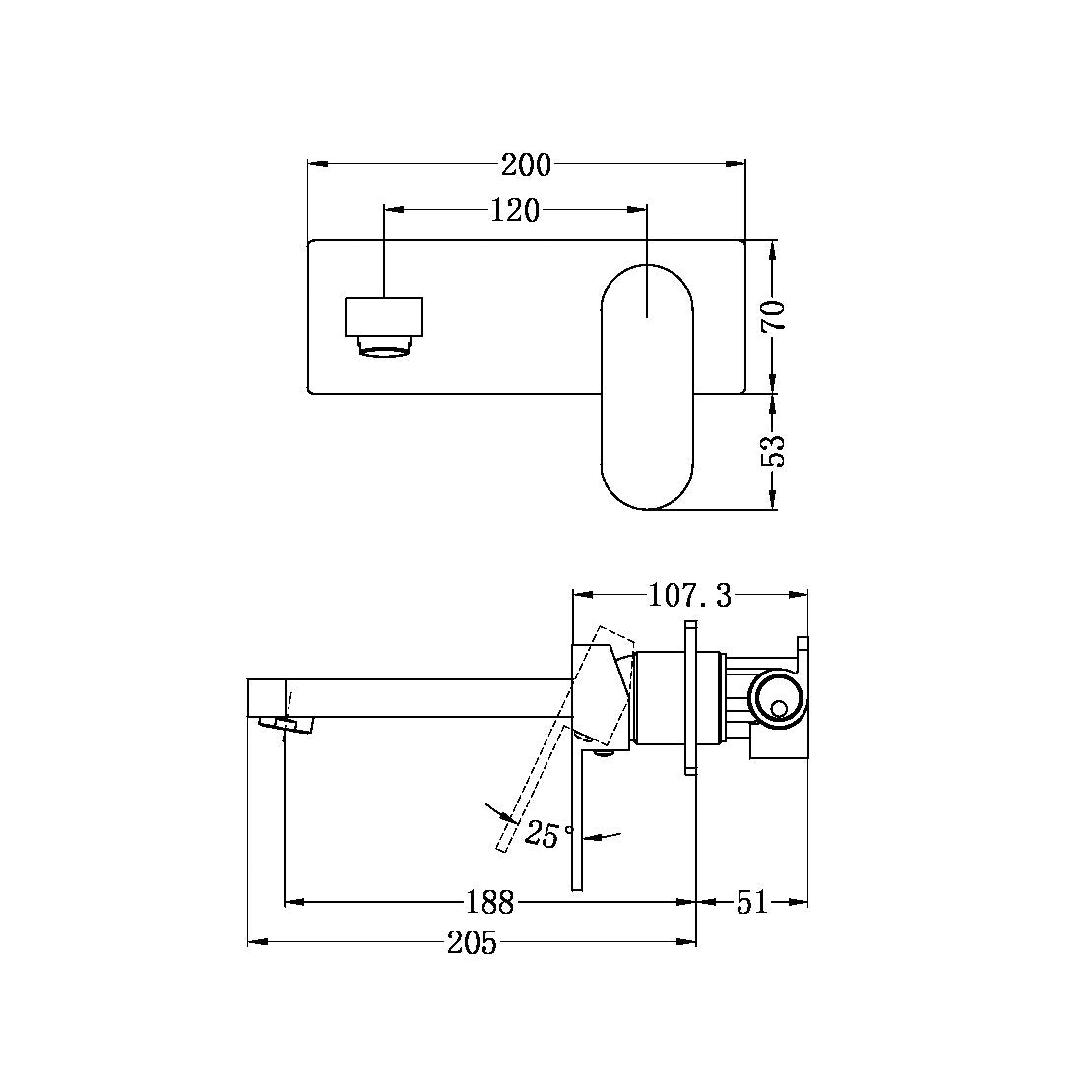 ECCO WALL BASIN/BATH MIXER MB (NR301307AMB) MATTE BLACK
