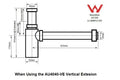 Vertical Extension Pipe for AU4040 Bottle P Trap - Chrome