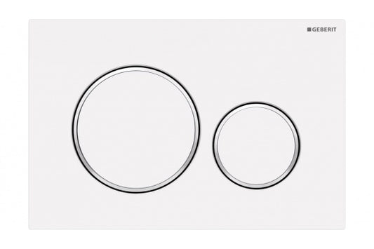 Geberit Matte White Round Sigma 20 Fingerprint Resistant Flush Plate