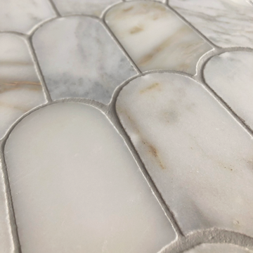 Avalon Calacatta Gold Marble Arch Mosaic Tile — White, Marble, Stone