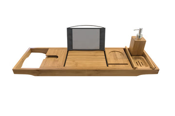 Bamboo Bath Caddy, Soap Dish & Dispenser — Soap Dishes & Dispensers, Bath Caddies & Headrests
