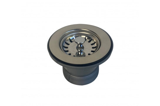 50 x 50mm Polished Stainless Steel Basket Waste with Long Screw