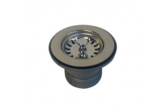 50 x 50mm Polished Stainless Steel Basket Waste with Long Screw