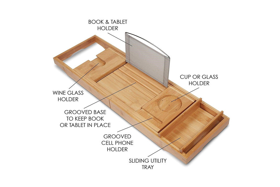Bamboo Bath Caddy, Soap Dish & Dispenser