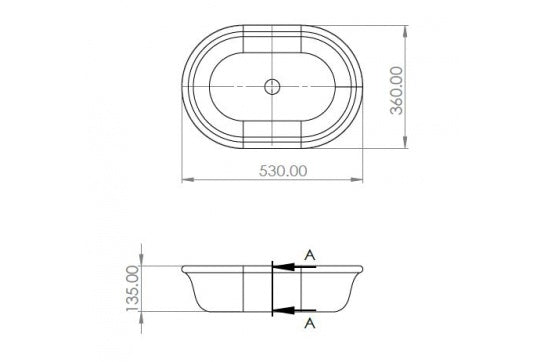 Blanche 53 x 36 TitanCast Solid Surface Above Counter Basin-Satin Silk White