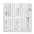 Bronte Calacatta Gold Marble Concave Mini Flute Mosaic Tile — White, Marble, Stone