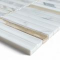 Bronte Calacatta Gold Marble Concave Mini Flute Mosaic Tile — White, Marble, Stone