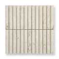 Bronte Coquina Limestone Concave Mini Flute Mosaic Tile — Beige, Limestone, Stone