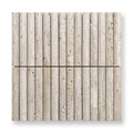 Bronte Travertine Classic Natural Stone Concave Mini Flute Mosaic Tile — Beige, Travertine, Stone