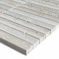 Bronte Travertine Classic Natural Stone Concave Mini Flute Mosaic Tile — Beige, Travertine, Stone