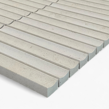 Bronte Utica Limestone Concave Mini Flute Mosaic Tile — Beige, Limestone, Stone