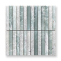 Bronte Verdi Cristallo Natural Stone Concave Mini Flute Mosaic Tile — Green, Quartzite, Stone