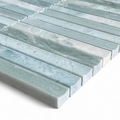 Bronte Verdi Cristallo Natural Stone Concave Mini Flute Mosaic Tile — Green, Quartzite, Stone