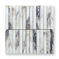 Bronte Viola Oro Marble Concave Mini Flute Mosaic Tile — White, Marble, Stone