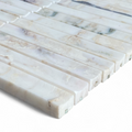 Bronte Viola Oro Marble Concave Mini Flute Mosaic Tile — White, Marble, Stone
