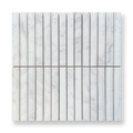 Bronte Volakas Marble Concave Mini Flute Mosaic Tile — White, Marble, Stone