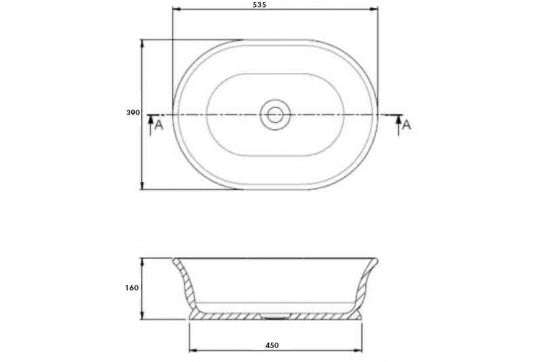 Cambridge 54 x 39 TitanCast Solid Surface Above Counter Basin - Gloss White — White & Neutral, Rectangle