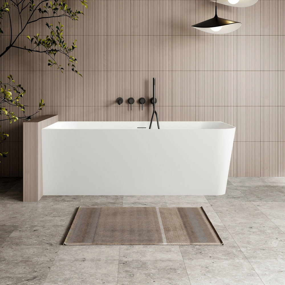 Ashton Corner Back To Wall Bath - Matte White