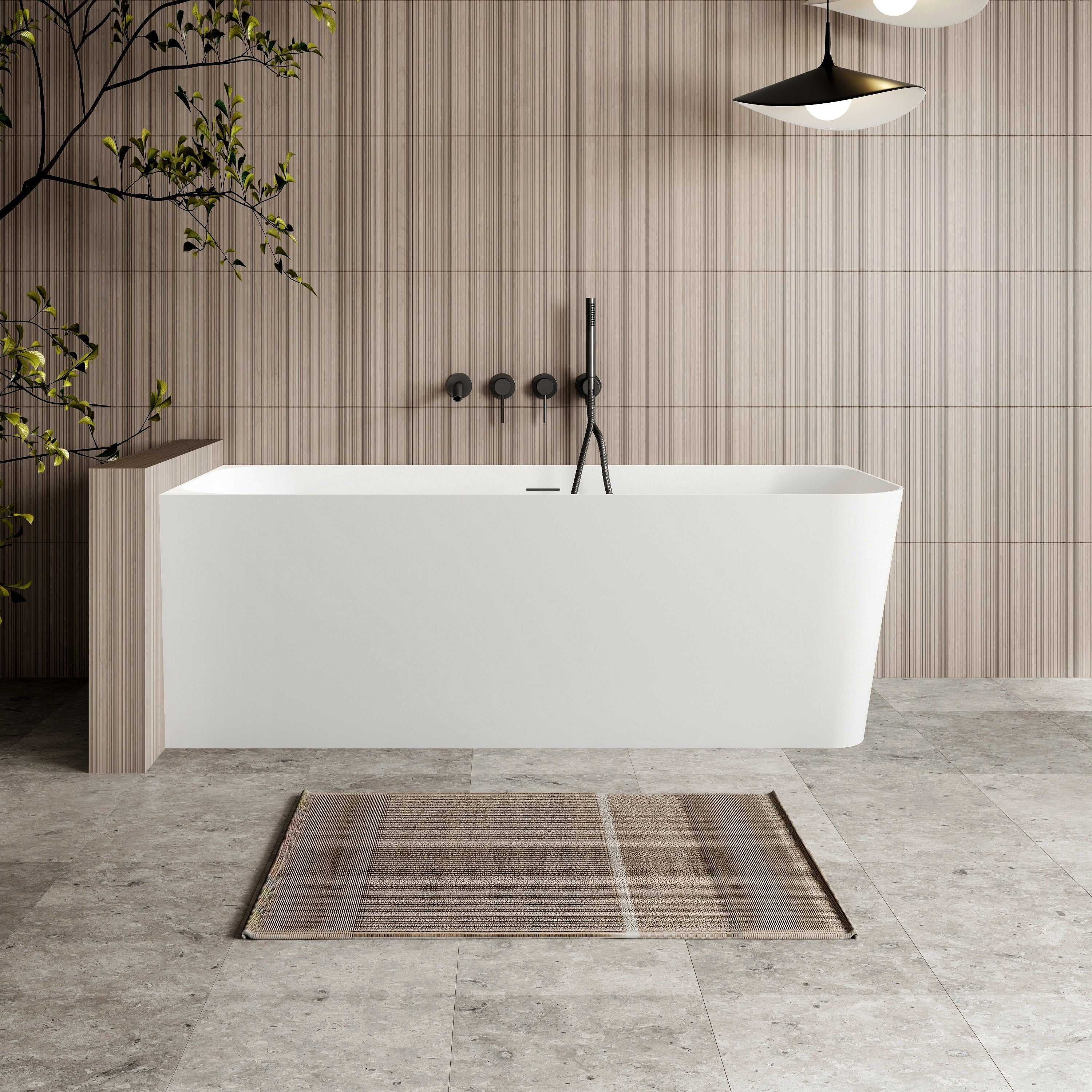 Ashton Corner Back To Wall Bath - Matte White