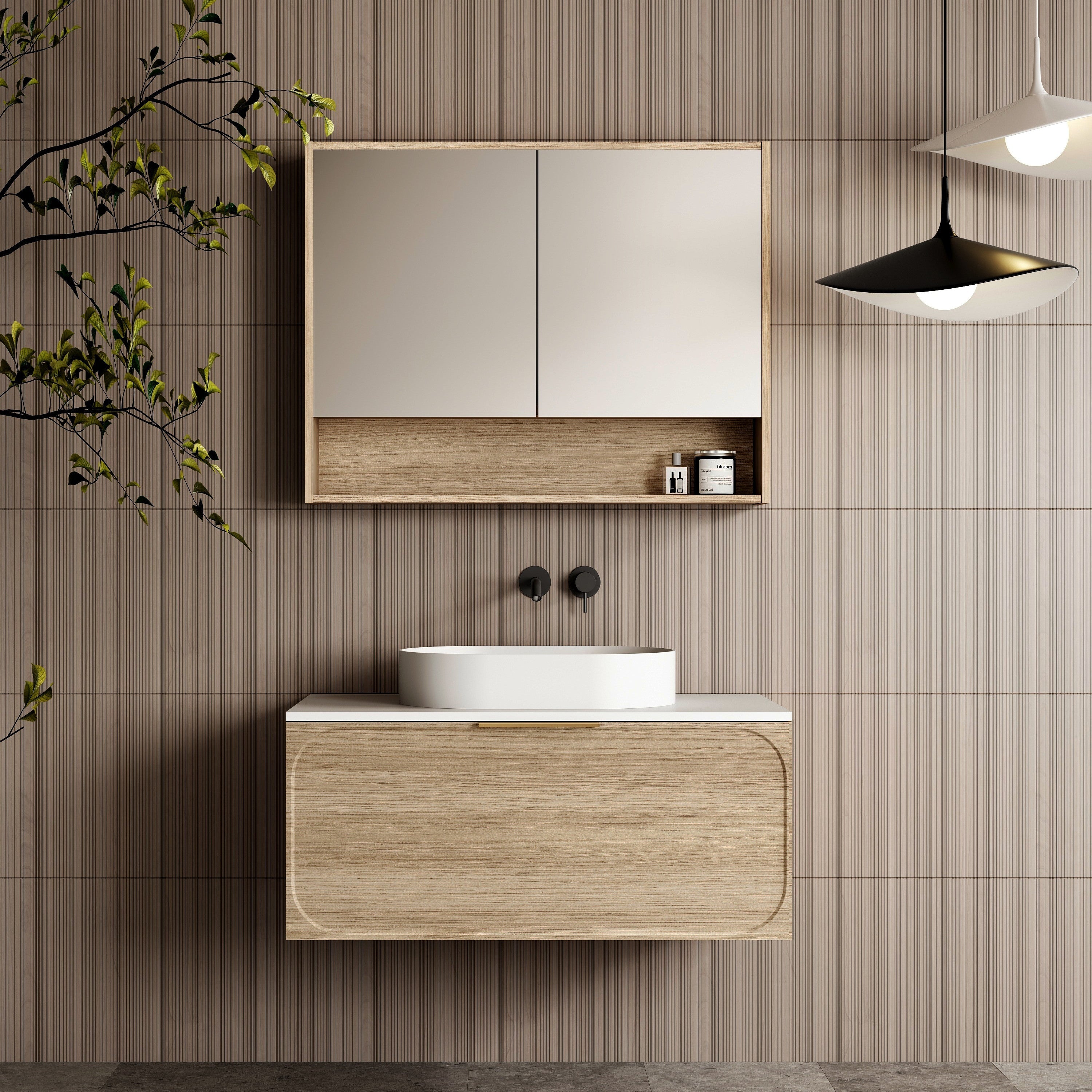 Cicero 900mm Shaving Cabinet - Natural Oak