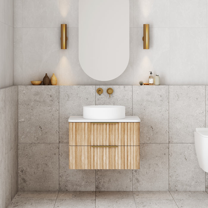 Gravity 600mm Wall Hung Vanity - Natural Oak