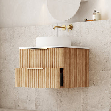 Gravity 600mm Wall Hung Vanity - Natural Oak