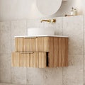Gravity 600mm Wall Hung Vanity - Natural Walnut