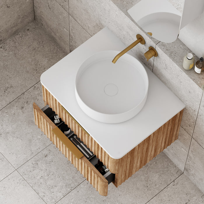 Gravity 600mm Wall Hung Vanity - Natural Oak