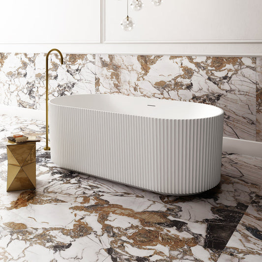 V-Groove Round Bath Matte White