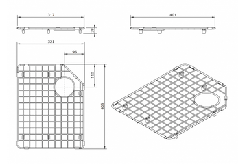 Chester Sink Grid- Left Hand Side — Sink Accessories
