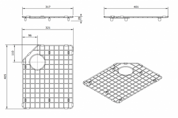 Chester Sink Grid - Right Hand Side — Sink Accessories