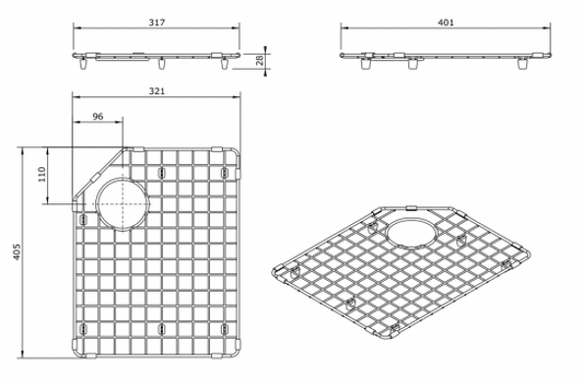 Chester Sink Grid - Right Hand Side